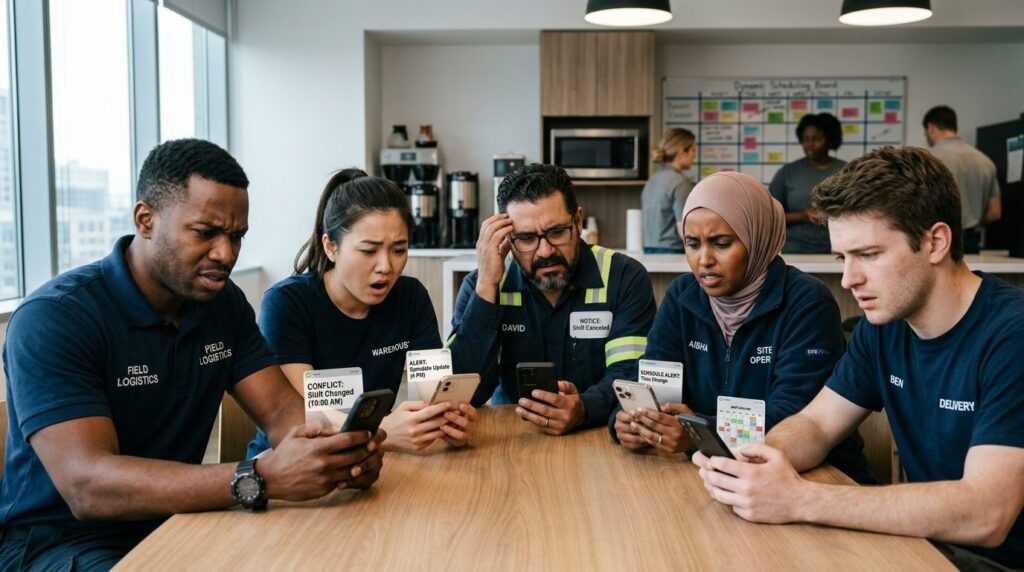 Professional stock photo of a diverse team of shift workers